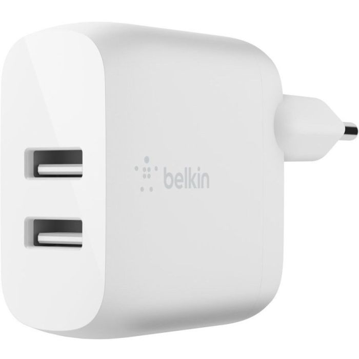 Зарядний пристрій мережевий Belkin 24Вт 2хUSB-A, кабель USB-A > Lightning, 1м, білий