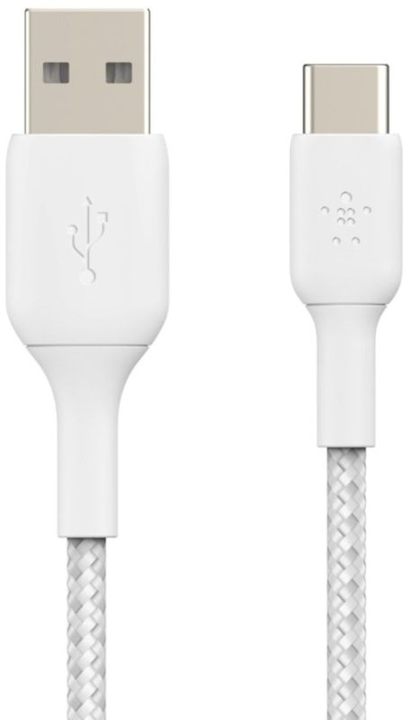 Кабель USB-A > USB-C заряджання/синхронізації Belkin 2м, 15Вт, Type-C, плетений, білий