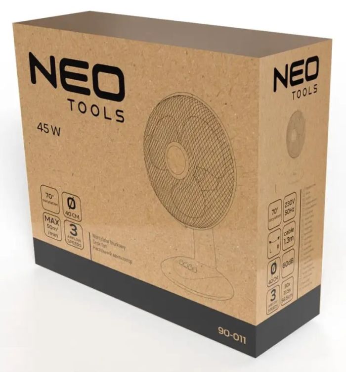 Вентилятор настольный Neo Tools, 40см, 45Вт, белый