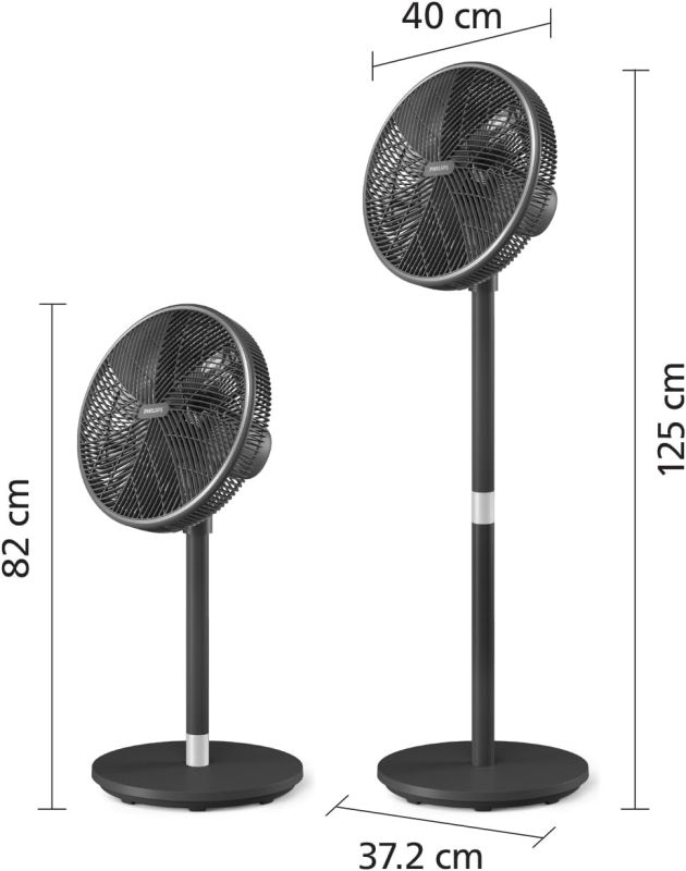Вентилятор Philips напольный Series 3000, 40см, 48Вт, управление сматфоном, регулировка высоты, черный