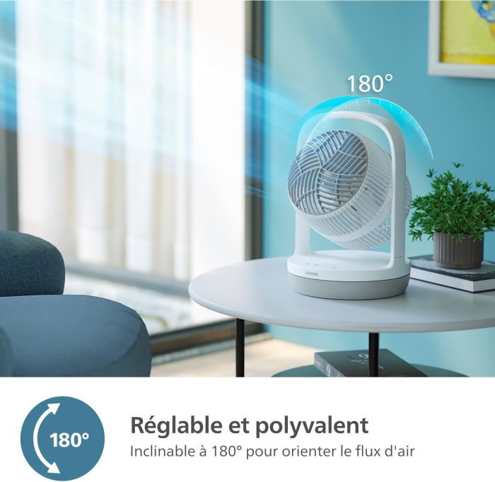 Вентилятор Philips настільний Series 2000, 22см, 24Вт, таймер, поворот 180, білий