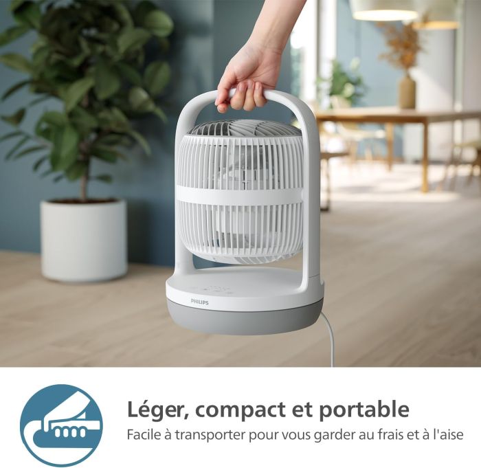 Вентилятор Philips настільний Series 2000, 22см, 24Вт, таймер, поворот 180, білий
