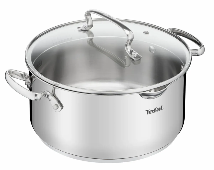 Кастрюля Tefal DUETTO+, 5л, с крышкой, нержавеющая сталь, стекло