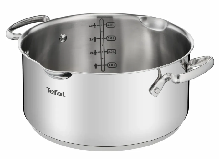 Кастрюля Tefal DUETTO+, 5л, с крышкой, нержавеющая сталь, стекло