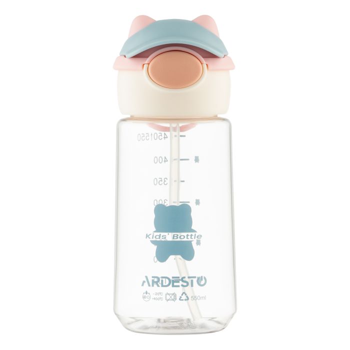 Пляшка для води ARDESTO Bear 550мл, пластик, рожевий
