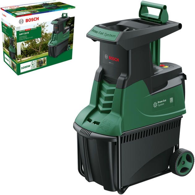 Подрібнювач садовий Bosch AXT22D 2200Вт 40об/хв 38мм 53л 31.3кг ріжуча система Turbine-Cut низькошумний