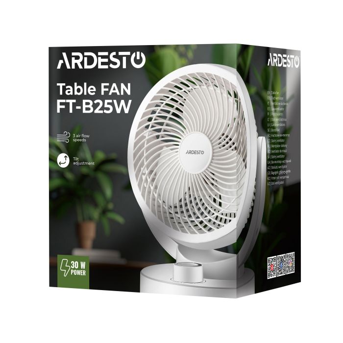 Вентилятор   настільний, 15см, 30Вт, білий ARDESTO FT-B25W