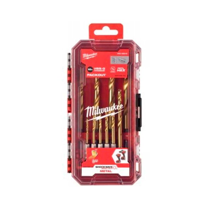 Набор сверл по металлу Milwaukee RedHEX Shockwave HSS-TiN, 10шт, 3-10мм, кейс