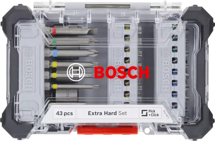 Біти Bosch Professional Extra Hard Screwdriver Bit Set, магнітний бітотримач, PH,PZ,T, SL, HEX, кейс, набір 46шт