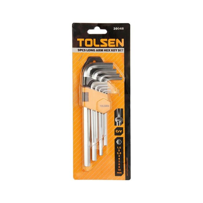 Ключі шестигранні Tolsen, набір 9шт, довгі, 1.5-10мм, CrV
