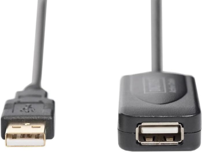 Удлинитель DIGITUS USB 2.0 Active Cable, A/M-A/F, 5м, черный