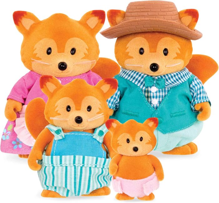 Набор фигурок Li`l Woodzeez Семья Лисичек 4ед, книжка EN
