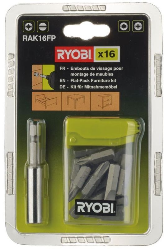 Набір біт Ryobi RAK16FP 15 біт 25мм магнітний тримач біт 60мм