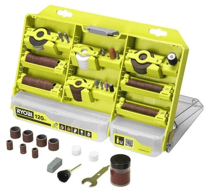 Комплект принадлежностей Ryobi RAR800K-120 1/8" для мини дрели гравера реноватора 120шт кейс