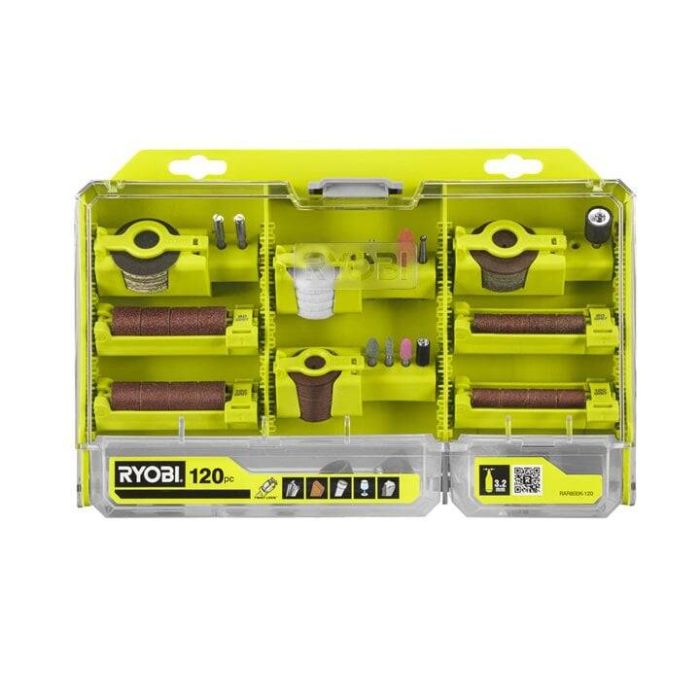 Комплект принадлежностей Ryobi RAR800K-120 1/8" для мини дрели гравера реноватора 120шт кейс