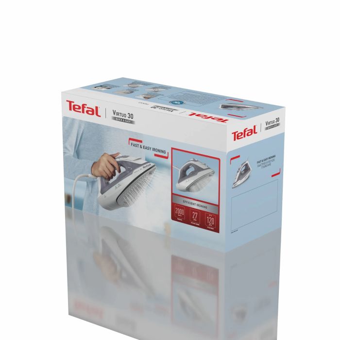Утюг Tefal Virtuo 30, 1800Вт, 240мл, паровой удар -120гр, постоянный пар - 27гр, керам. подошва, бело-зеленый