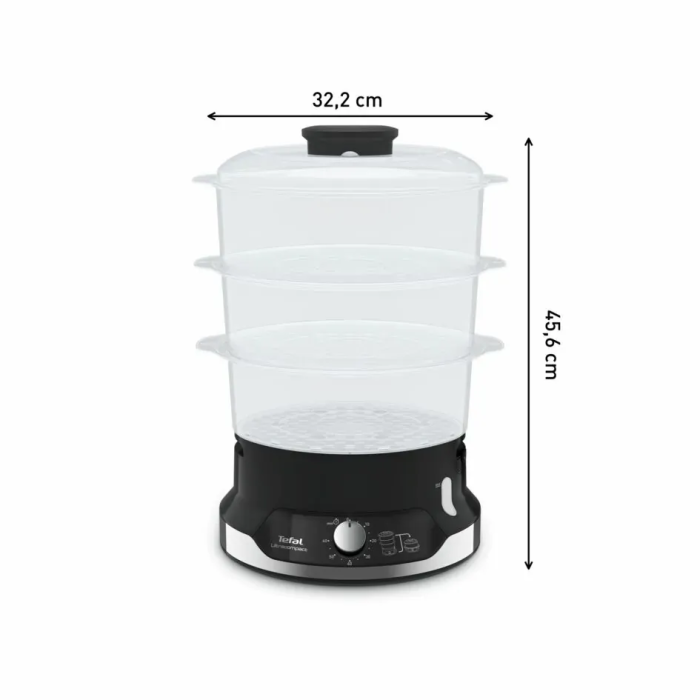 Пароварка Tefal Ultracompact, 800Вт, об'єм-9л, резервуар для води -1л, механічне керув., пластик, чорний