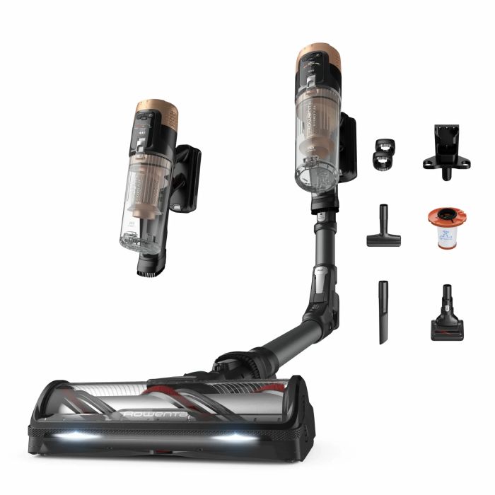 Пилосос Rowenta безпровідний X-Force Flex 14.80 Auto Animal, 240Вт, конт пил -0.65л, автон. робота до 90хв, HEF system 99,9%, чорно-золотий