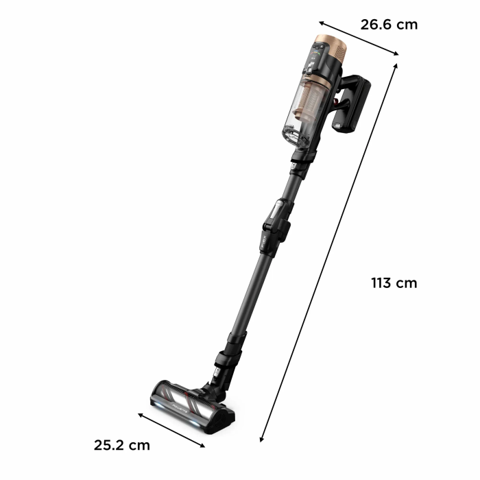 Пилосос Rowenta безпровідний X-Force Flex 14.80 Auto Animal, 240Вт, конт пил -0.65л, автон. робота до 90хв, HEF system 99,9%, чорно-золотий