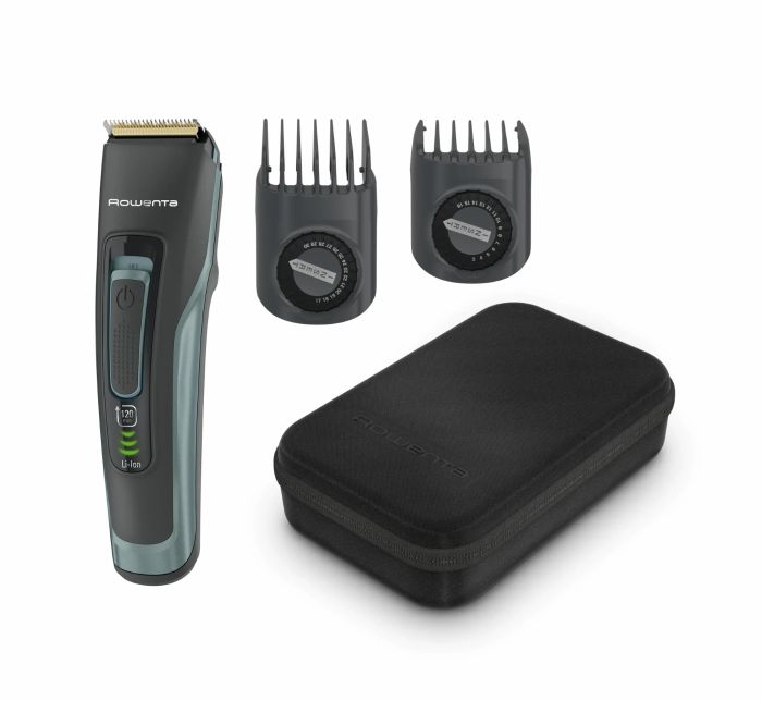 Машинка для стрижки Rowenta Advancer, сеть+акум., роторный мотор, насадок-2, кейс, титан.напыл., зеленый
