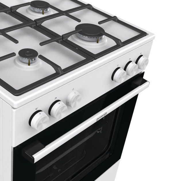 Плита Gorenje газовая, 72л, 60x60см, чугун, белый