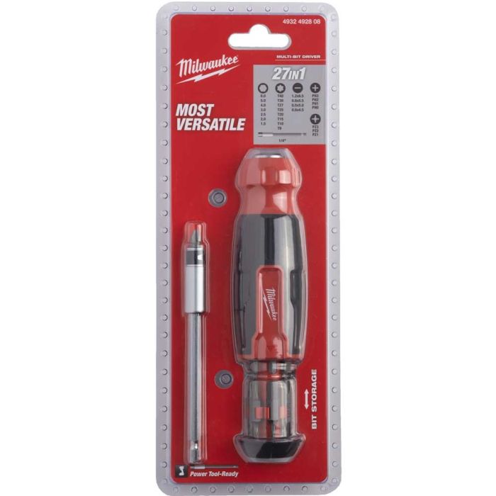 Отвертка Milwaukee, 14 насадок, рукоятка двухкомпонентная, (Hex, PH, SL, PZ, Torx), сталь CrV