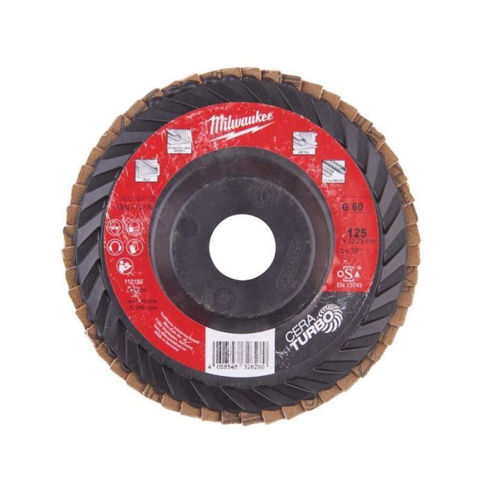 Диск лепестковый Milwaukee CERA TURBO, 125x22.2мм, K60