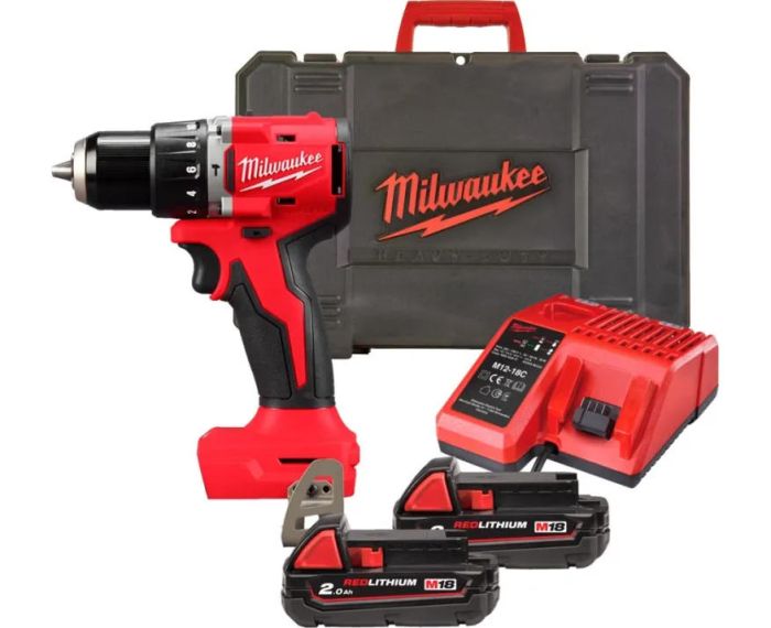 Шуруповерт-дрель аккумуляторная Milwaukee BLPDRC-202C 18В 2х2А·час 60.5Нм 0·1700об·мин ЗП M12-18C кейс 1.5кг