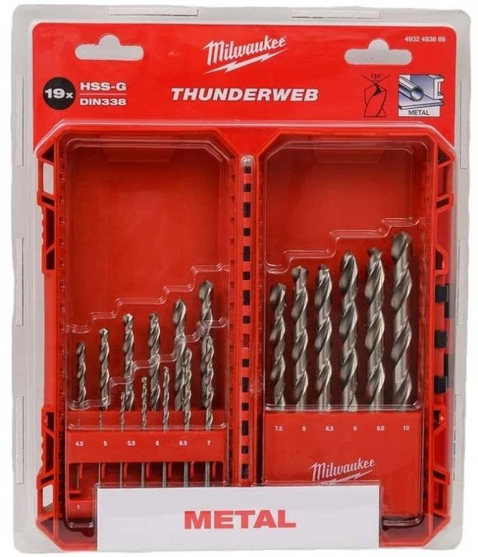 Набор сверл по металлу Milwaukee HSS-G THUNDERWEB, 19 шт, 1-10мм, кейс