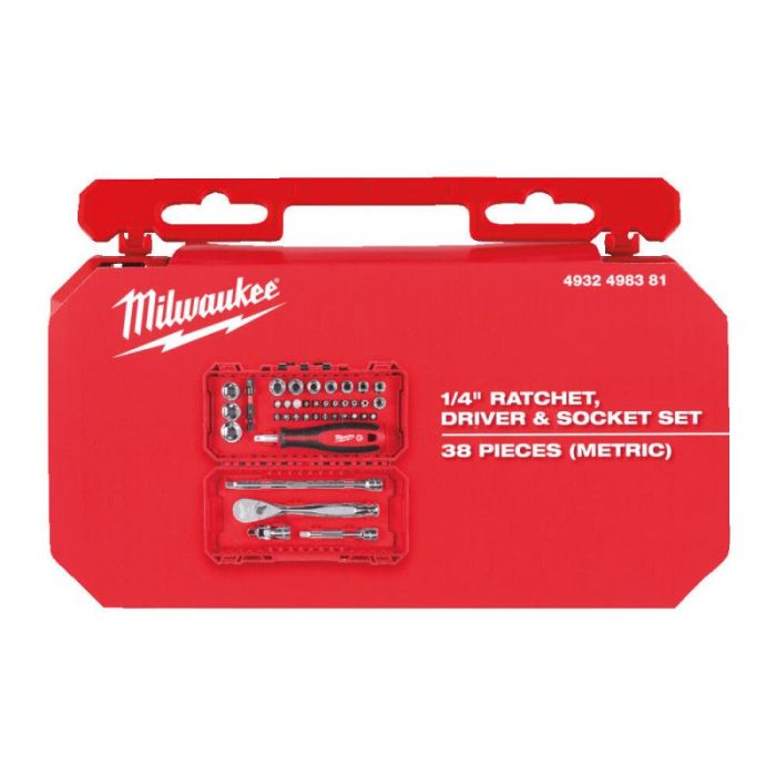Набір торцевих головок та біт Milwaukee, 1/4", з тріскачкою, 38шт
