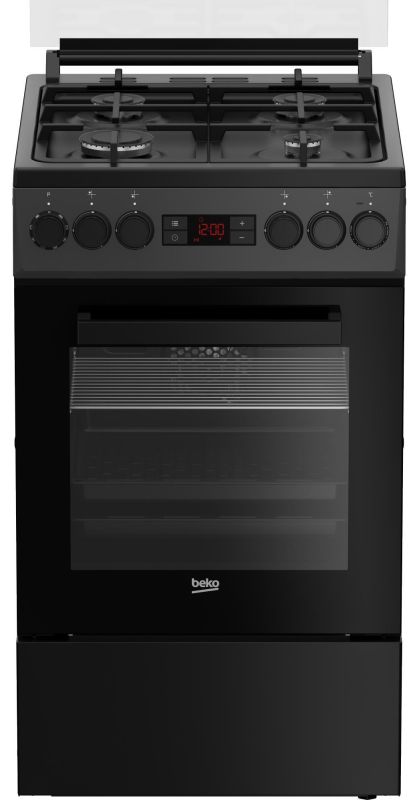 Плита Beko комби, 60л, 50x60см, дисплей, конвекция, чугун, черный