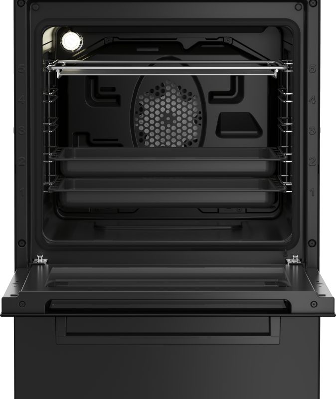 Плита Beko комби, 60л, 50x60см, дисплей, конвекция, чугун, черный