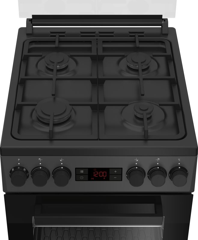 Плита Beko комби, 60л, 50x60см, дисплей, конвекция, чугун, черный