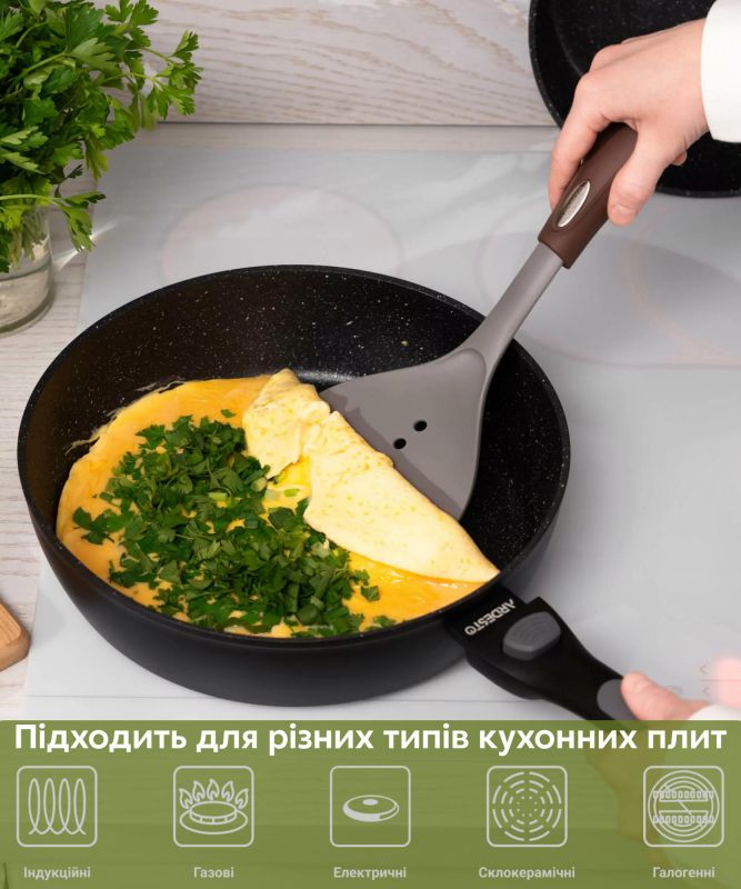 Сковорода глубокая со съемной ручкой Ardesto Gemini Bari, 24см, алюминий, черный
