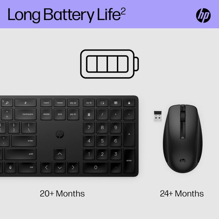 Комплект клавіатура та миша HP 650, WL, EN/UK, чорний