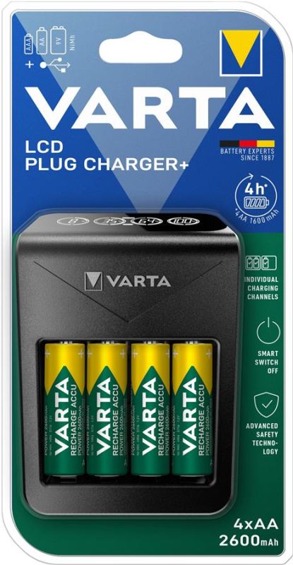 Зарядное устройство Lcd Varta Plug Charger 2хNI MH AA2600 мАч