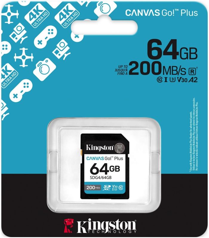 Карта памяти Kingston SD   64GB C10 UHS-I U3 V30 R200MB/s