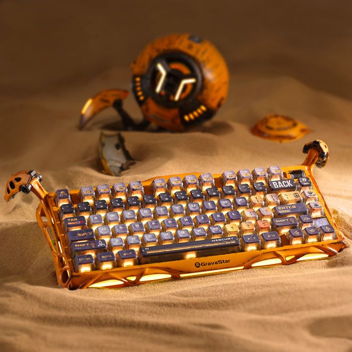 Клавиатура механическая GravaStar Mercury K1 Pro 80keys, GravaStar x Kailh Speedy Mint, BT/WL/USB, жовтий