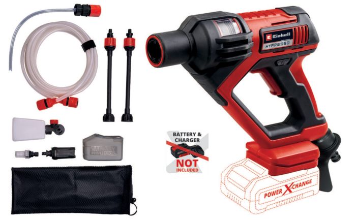 Мойка аккумуляторная Einhell HYPRESSO 18/24-1 Li - Solo, PXC, 18В, до 24 бар, 240 л/мин, самовсасывание, 2.1 кг (без АКБ и ЗУ)
