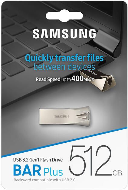 Накопитель Samsung  512GB USB 3.1 Type-A Bar Plus Серебро