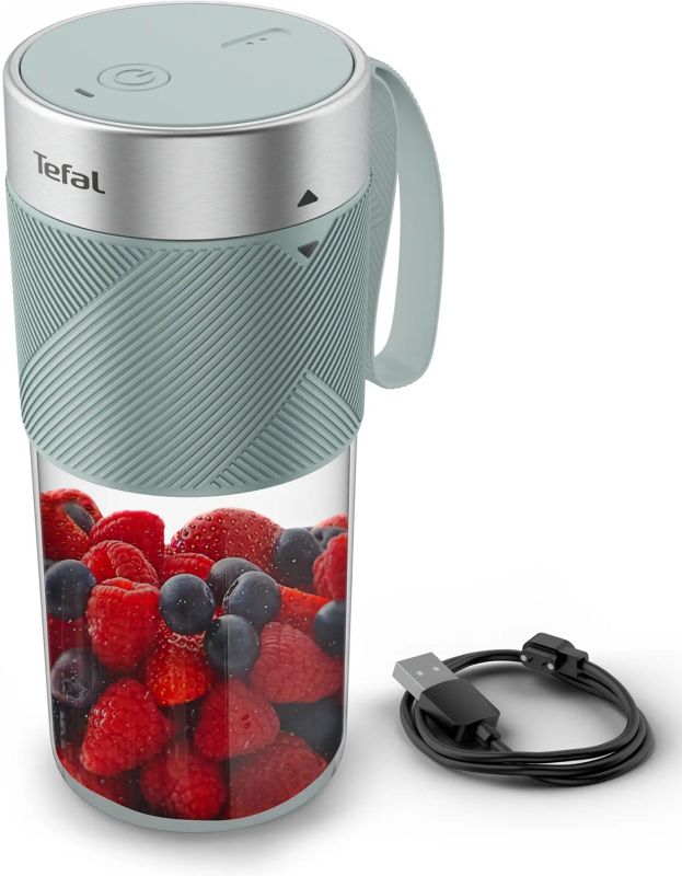 Блендер Tefal Lightmix портативний для смузі, чаша-300мл, USB, тритан, зеленый
