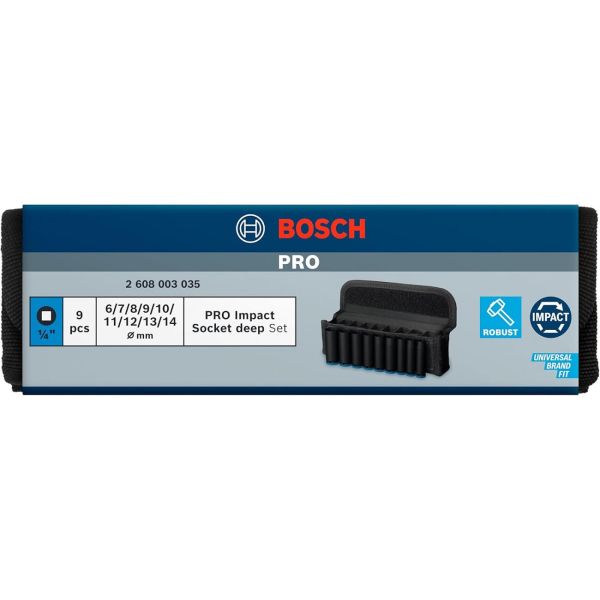 Набор ударных торцевых головок Bosch Professional Deep 9шт 1/4" 50мм