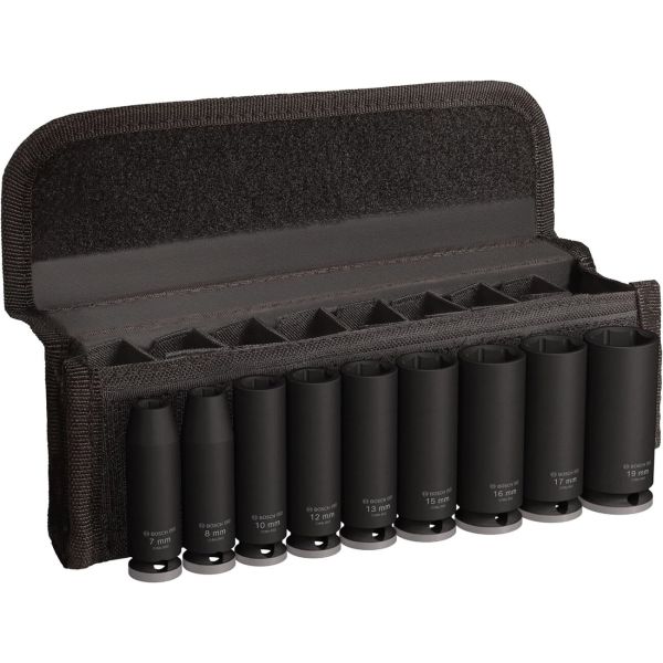 Набор ударных торцевых головок Bosch Professional Deep 9шт 3/8" 63мм