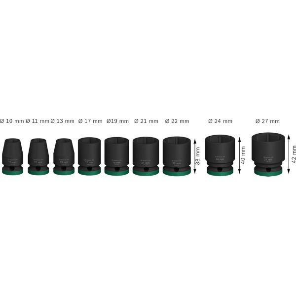 Набір ударних торцевих головок Bosch Professional Standart 9шт 1/2"