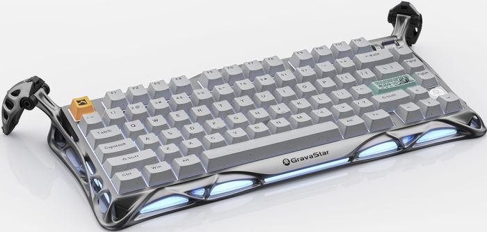 Клавиатура механическая GravaStar Mercury K1 Pro 80keys, GravaStar x Kailh Speedy Mint, EN/UKR, BT/WL/USB, сірий