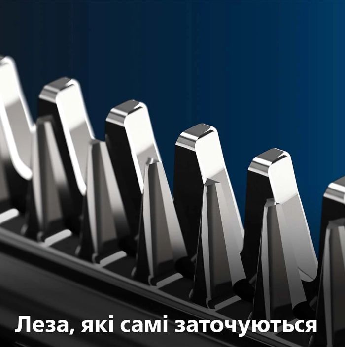 Машинка для стрижки  Philips Series 7000, акум., роторный мотор, насадок-3, кейс,ножницы, расческа в компл., сталь, чорно-серый