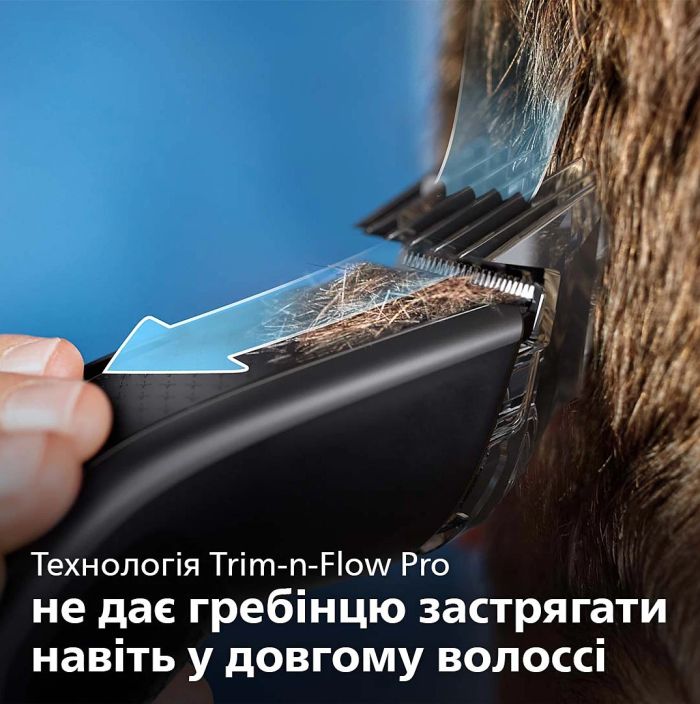 Машинка для стрижки  Philips Series 7000, акум., роторный мотор, насадок-3, кейс,ножницы, расческа в компл., сталь, чорно-серый