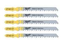 Полотно пилочное для электролобзика Milwaukee T101D по дереву, шаг зуба 4мм х 75мм, 5шт