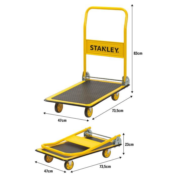 Візок вантажний Stanley платформний, антиковзна поверхня, платформа 73,5x47см, до 150кг, 7.7кг