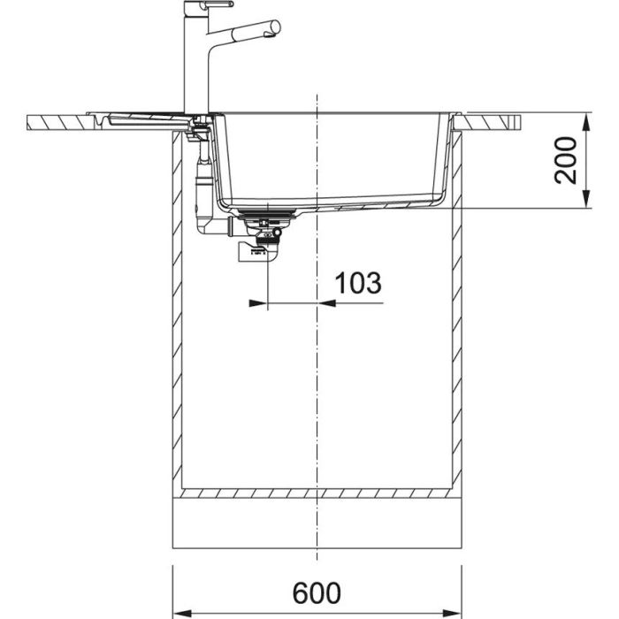 Мойка кухонная Franke Centro, фрагранит, прямоуг., с крылом, 780х500х200мм, чаша- 1, врезная, CNG 611-78 XL, черный матовый